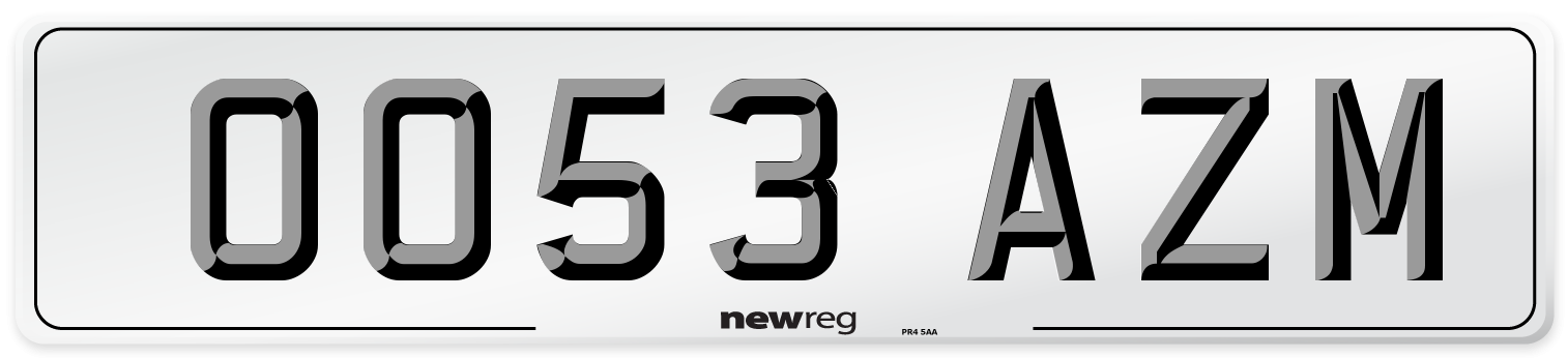 OO53 AZM Number Plate from New Reg